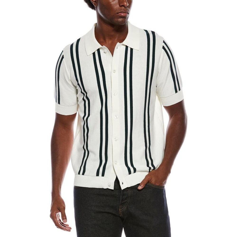 Slate & Stone Mens  Stripe Knit Shirt, White
